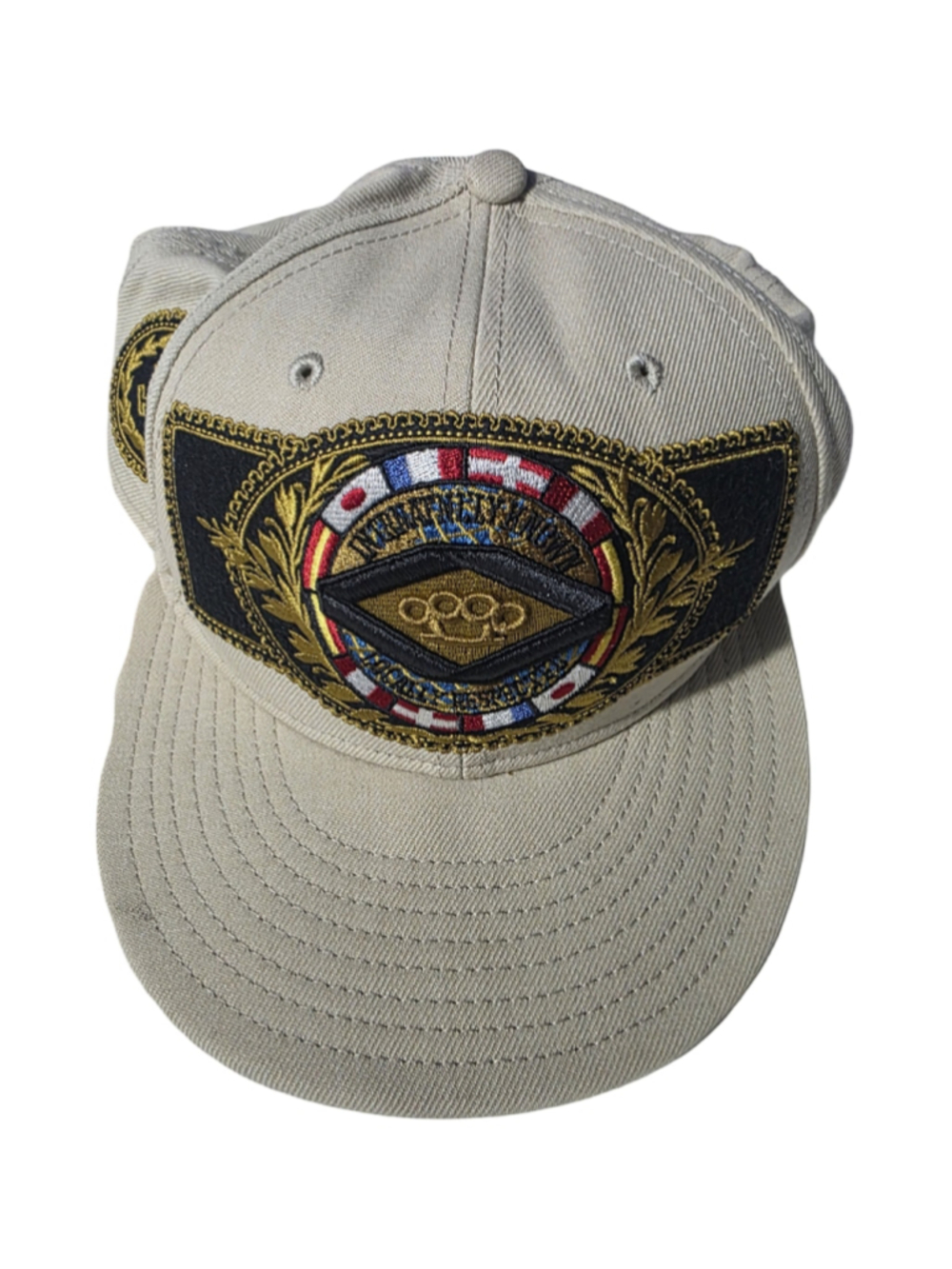 Men's 10.Deep Beige and Black Fitted Hat, One Size